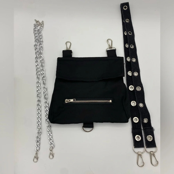 Accessories - Gothic Alternative Clothing Chain Pocket Cargo Accessories Black Silver